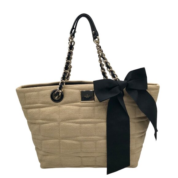 Kate Spade Tan Straw Coal Tote Bag - Picture 1 of 10